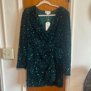 Green sparkly dress